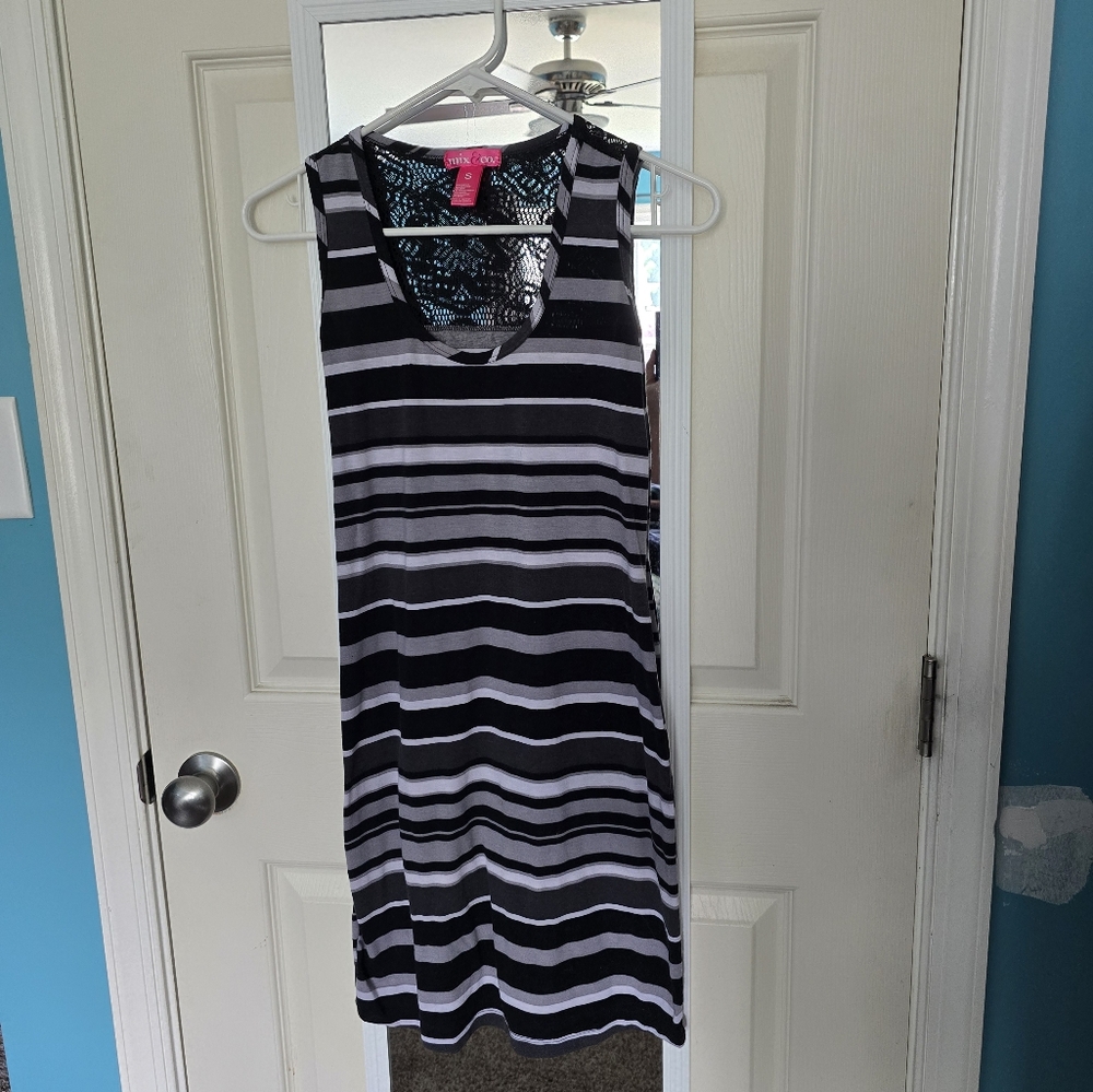 love, Fire Black and White Striped Dress